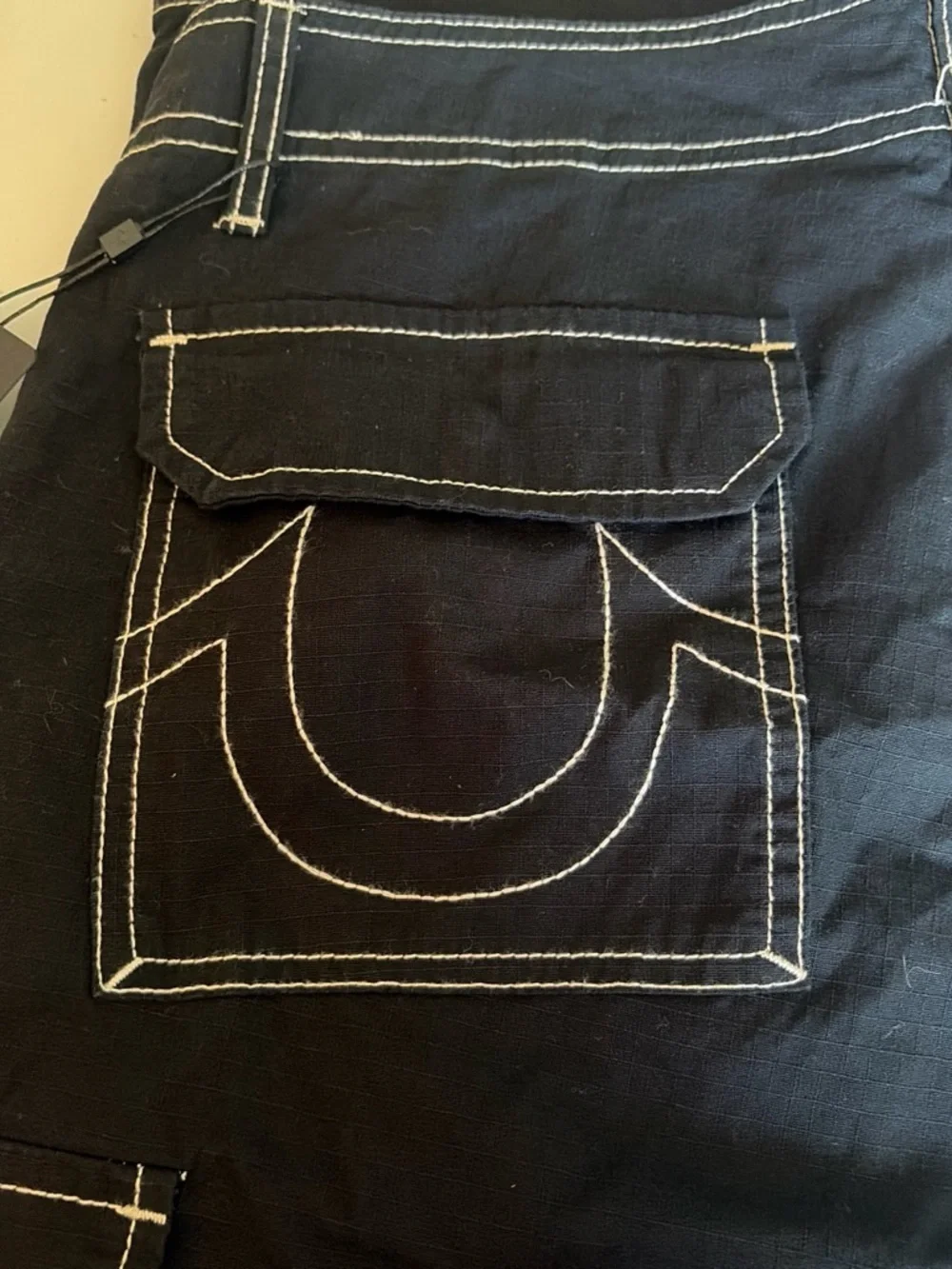 True Religion Jet Black Ripstop Cargo Pants